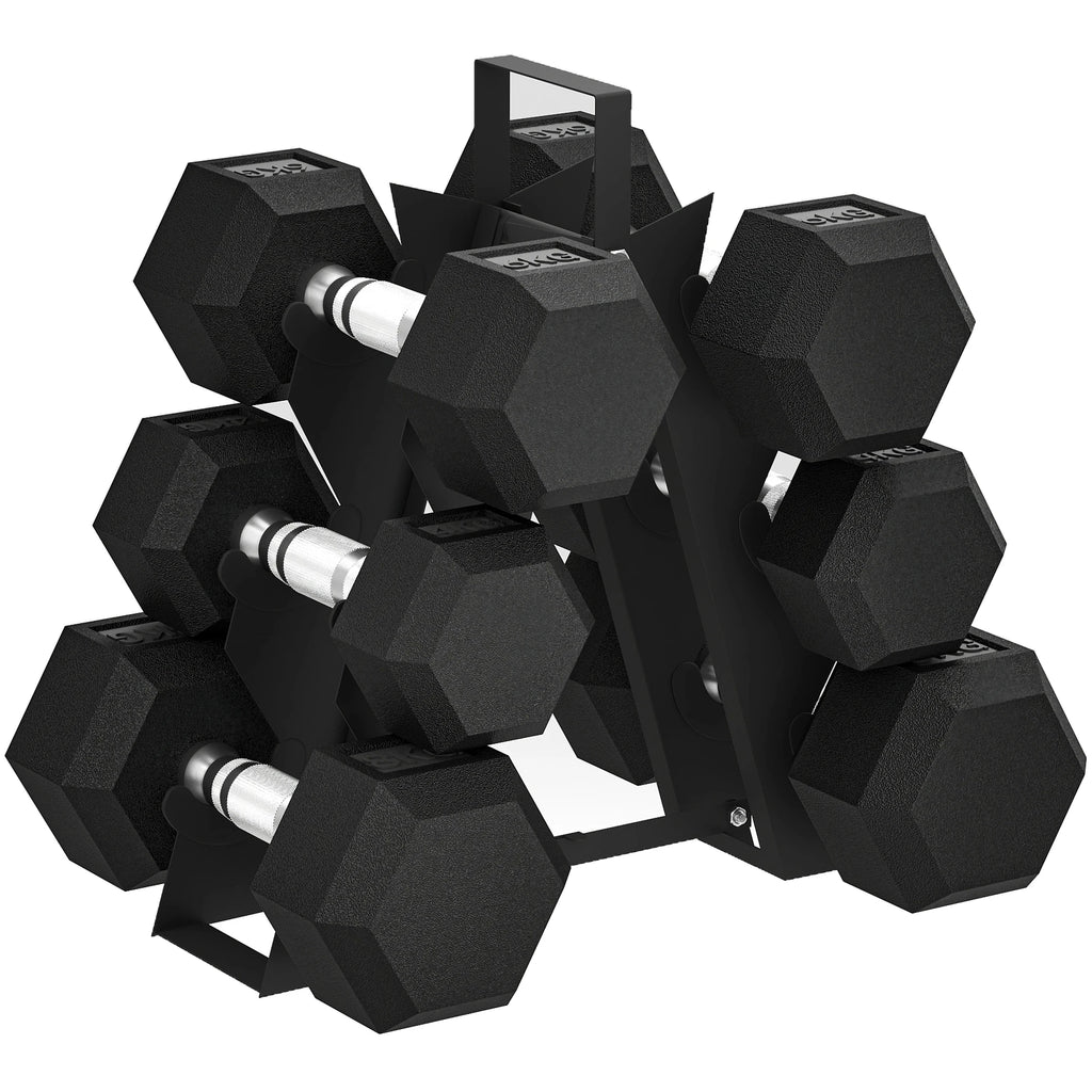 Hex Dumbbell Set with Dumbbell Rack